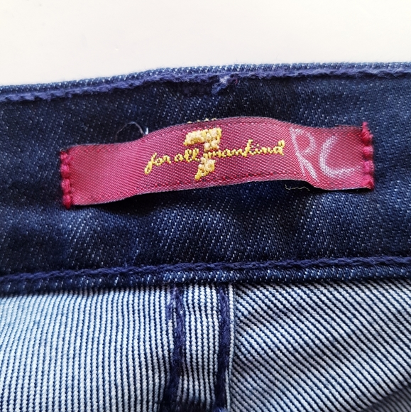 7 FOR ALL MANKIND Blue Skinny Back Zip Ankle Jeans - Picture 5 of 9